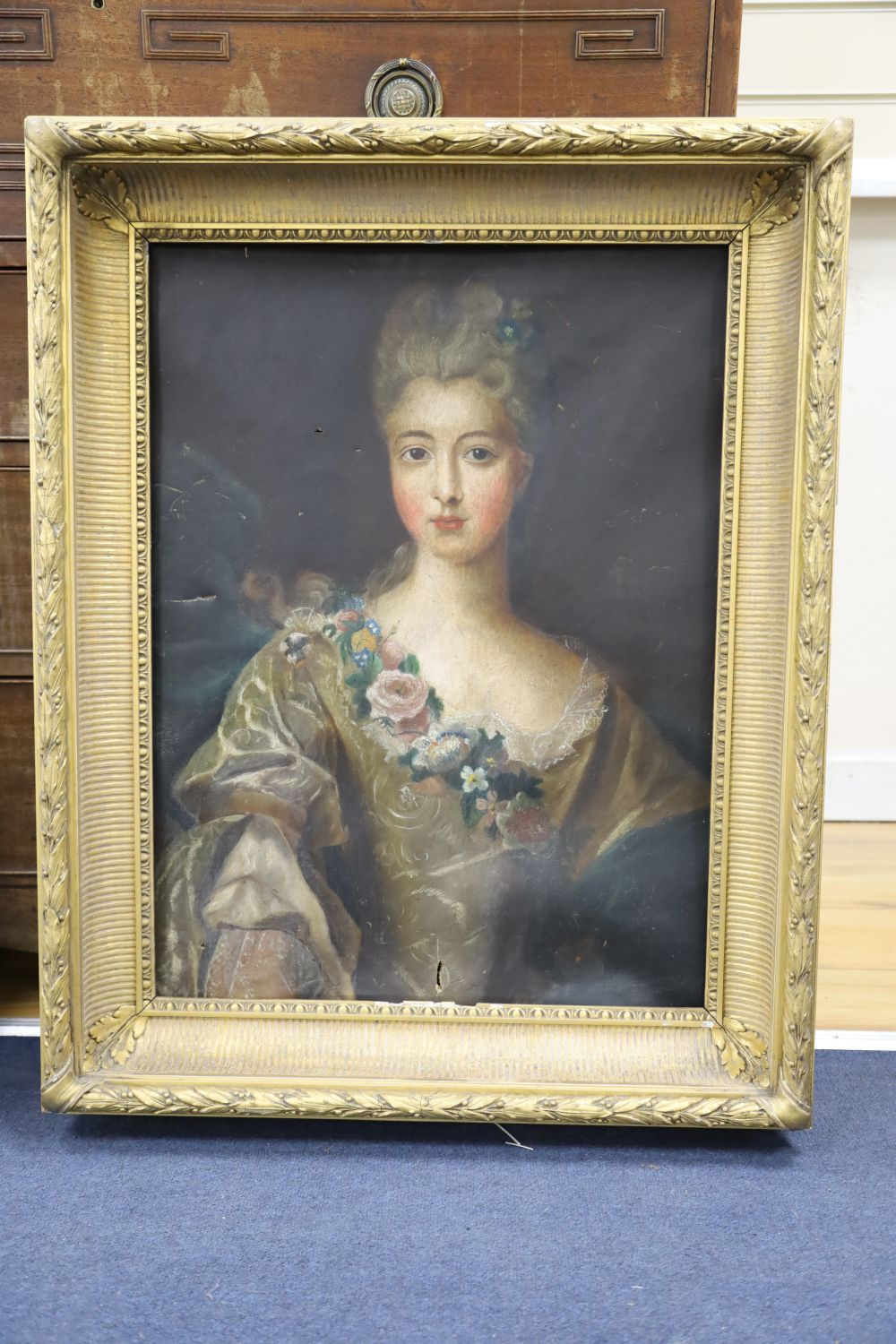 19th century French School, oil on canvas, Portrait of a lady, 64 x 48cm